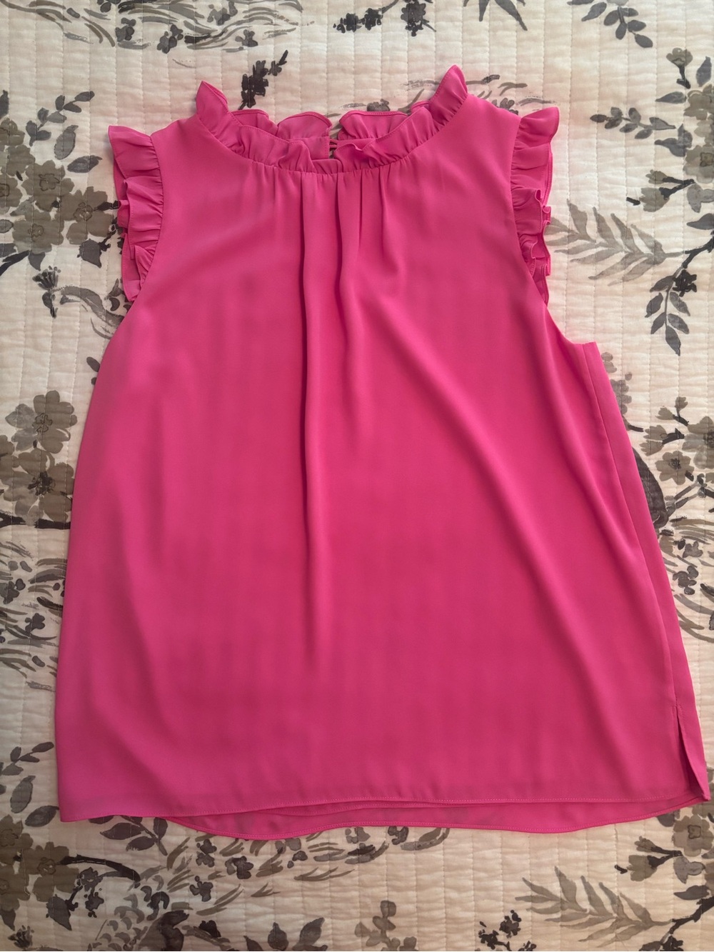 Lilly Pulitzer Hot Pink Ruffle Trim Sleeveless Blouse Medium